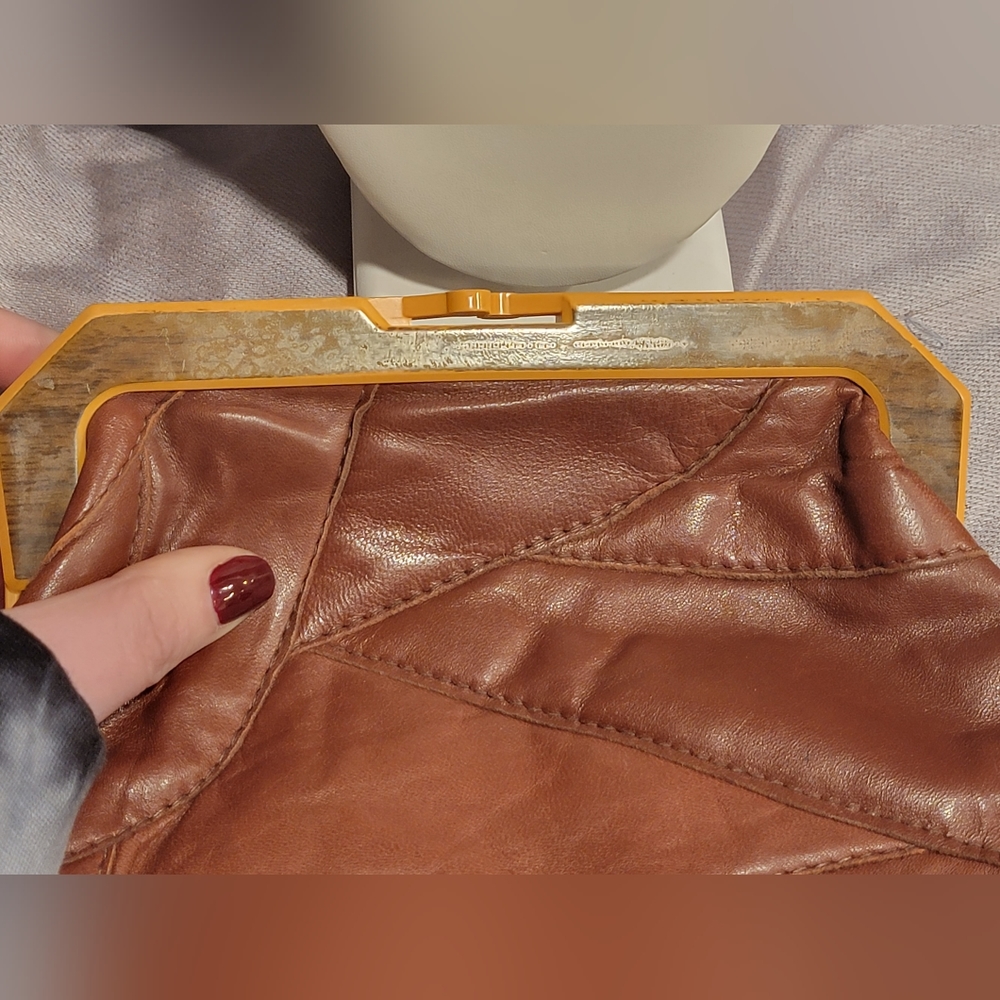 Vintage 1970s Large Patchwork Leather Clutch Purse - image 8